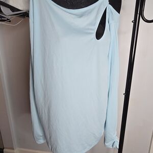 Light Blue Women's Asymmetrical Top